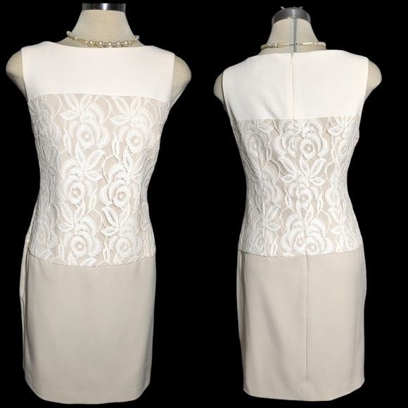 SD Collection, Luxury Sleeveless Cream and white Lace Dress Size 6 - Picture 7 of 12